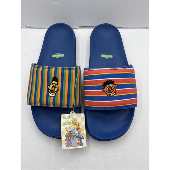 RARE VANS X SESAME STREET ERNIE AND BERT SLIDES Blue Men's Size 11 - Picture 3 of 12